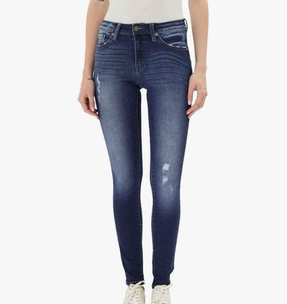 Kancan Dark Wash Distressed Ankle Skinny Denim Jeans Style KC60340 Size 1/24